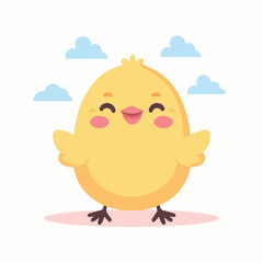 Cute chicken cartoon mascot vector flat design illustration