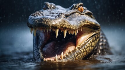 Close-up of a Caiman with Open Mouth