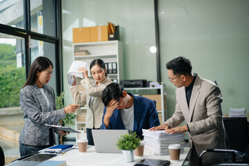 workplace stress and conflict with this intense scene of professionals in a heated office discussion with team member, bad work