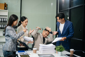 workplace stress and conflict with this intense scene of professionals in a heated office discussion with team member, bad work