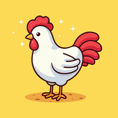 Cute chicken cartoon mascot vector flat design illustration