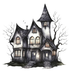 Fototapeta premium Haunted House Isolated on a Transparent Background