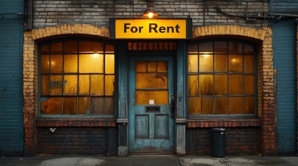 For Rent    Old Brick Building with Window and Door