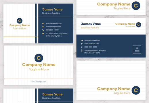Blue And Yellow Business Card