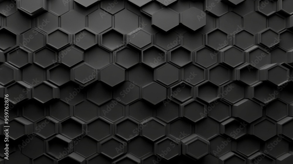 Poster abstract black hexagonal pattern background.
