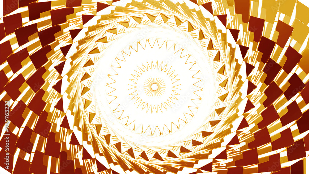 Poster abstract psychedelic tunnel of bright rotating tiles. motion. pulsating rings with corridor effect.