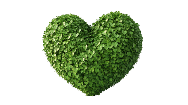 Green heart shape bush isolated transparent background - Powered by Adobe
