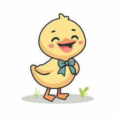 Happy cute little duck cartoon flat design vector illustration