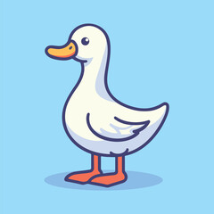 Happy cute little duck cartoon flat design vector illustration