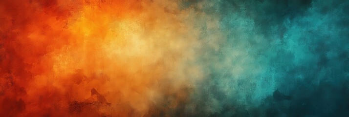 Obraz premium Vibrant abstract painting with gradient transition from warm to cool colors and textured brushstrokes