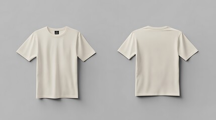 Blank Cream T Shirt Mockup Front and Back View