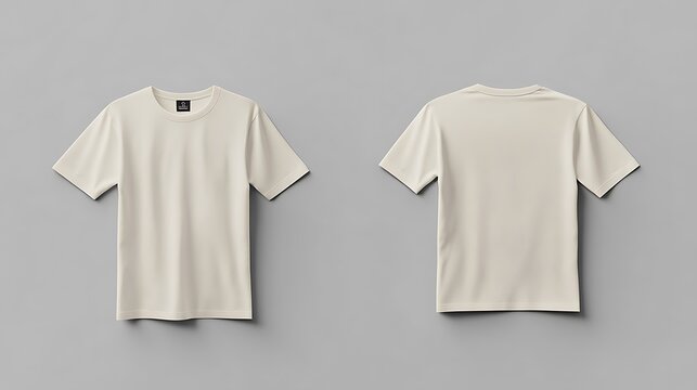 Blank Cream T Shirt Mockup Front and Back View
