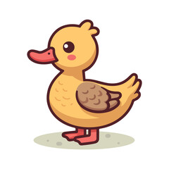 Happy cute little duck cartoon flat design vector illustration