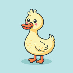Happy cute little duck cartoon flat design vector illustration