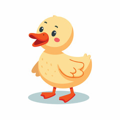 Happy cute little duck cartoon flat design vector illustration