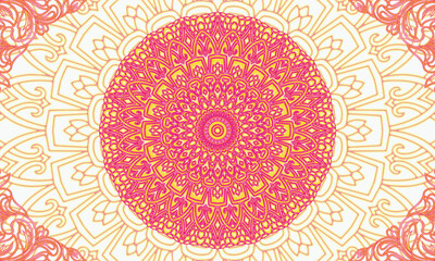 Vector hand drawn doodle mandala. Ethnic mandala with colorful tribal ornament. Isolated. Bright colors.