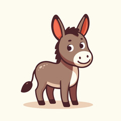 Happy cute donkey cartoon flat design vector illustration