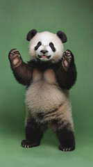 Obraz premium a professional studio photograph of cute panda bear standing on two legs and ready to dance
