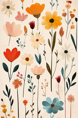 a variety of einter flowers as a repeating print illustrated