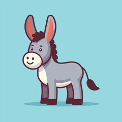 Happy cute donkey cartoon flat design vector illustration