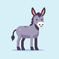 Happy cute donkey cartoon flat design vector illustration