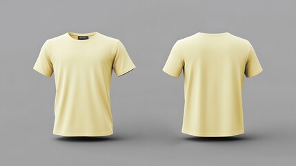 Naklejka premium Yellow T Shirt Mockup Front and Back View
