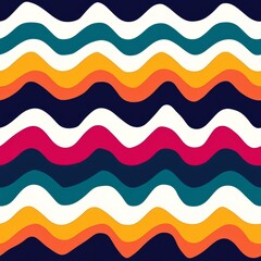seamless pattern of abstract waves and zigzags in bold, mixed colors
