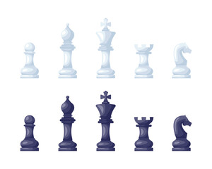 Chess pieces set icons. Flat style. Vector icons.