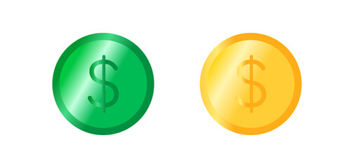 Coins icons. Dollar icons. Flat style. Vector icons.