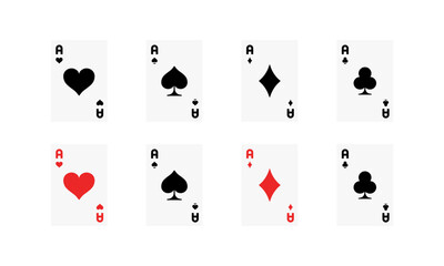 Playing cards set icons. Icon Suits. Flat style. Vector icons.