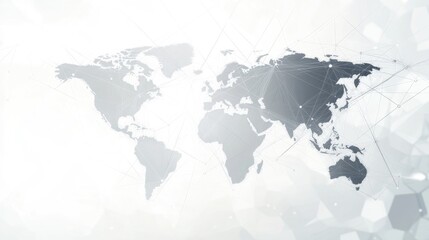 Fototapeta premium Global Network Connections: World Map with Abstract Lines and Points
