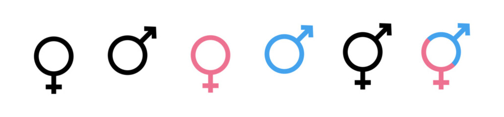 Gender set icons. Linear and flat style. Vector icons.