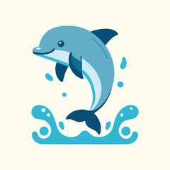 Fototapeta premium Adorable Dolphin Illustration Vector Jumping Out of Water for Marine Themes