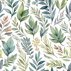 seamless Watercolor Pattern using botanical elements.