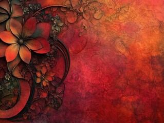 Abstract Floral Art with Red Tones.