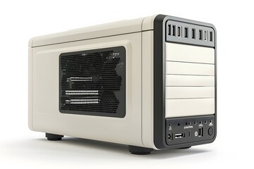 Fototapeta premium Compact and Stylish Computer Case with Multiple Ports and Ventilation