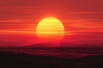 A Crimson Sunset Over Wavy Hills