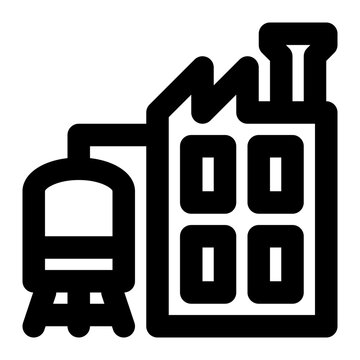black train next to factory building clip art preview