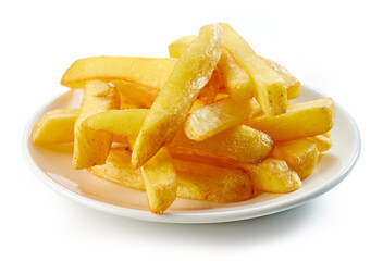 fried potatoes on white background