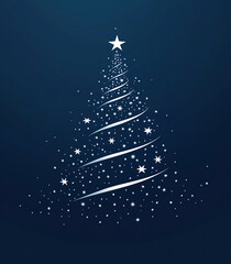 Starry Christmas tree vector graphic