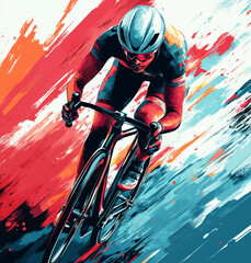 Fototapeta premium speed cyclist, modern style, matte gondek style art