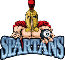 Spartan Trojan Pool Ball Billiards Mascot Cartoon