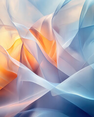 Soft flowing abstract waves in blue and orange hues.