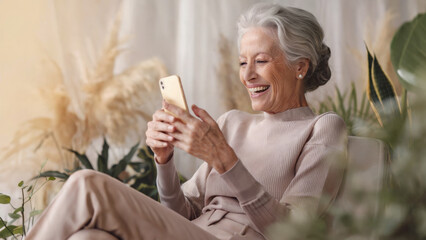 Seniorin mit Smartphone