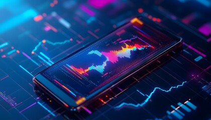 Obraz premium Smartphone Displaying a Colorful Stock Market Chart