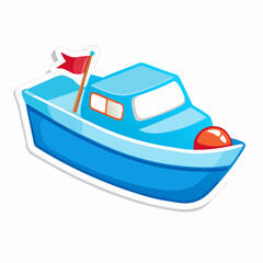 Boat toy cartoon sticker design on a isolated white background (3)