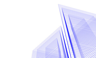 Architectural 3d drawing on white background