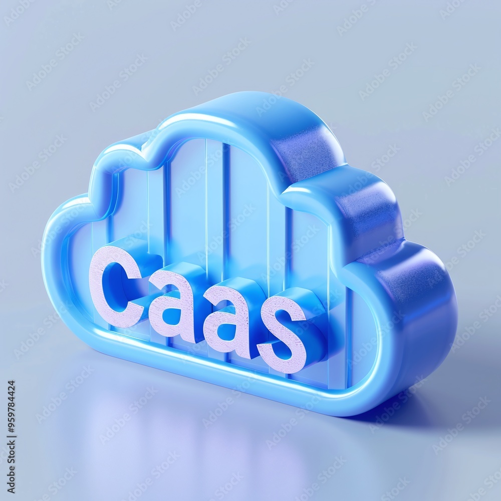 Poster blue cloud icon with caas text, representing cloud as a service. modern technology concept for cloud