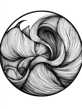 recommend clip art: Abstract circular line art illustration of a crushed design