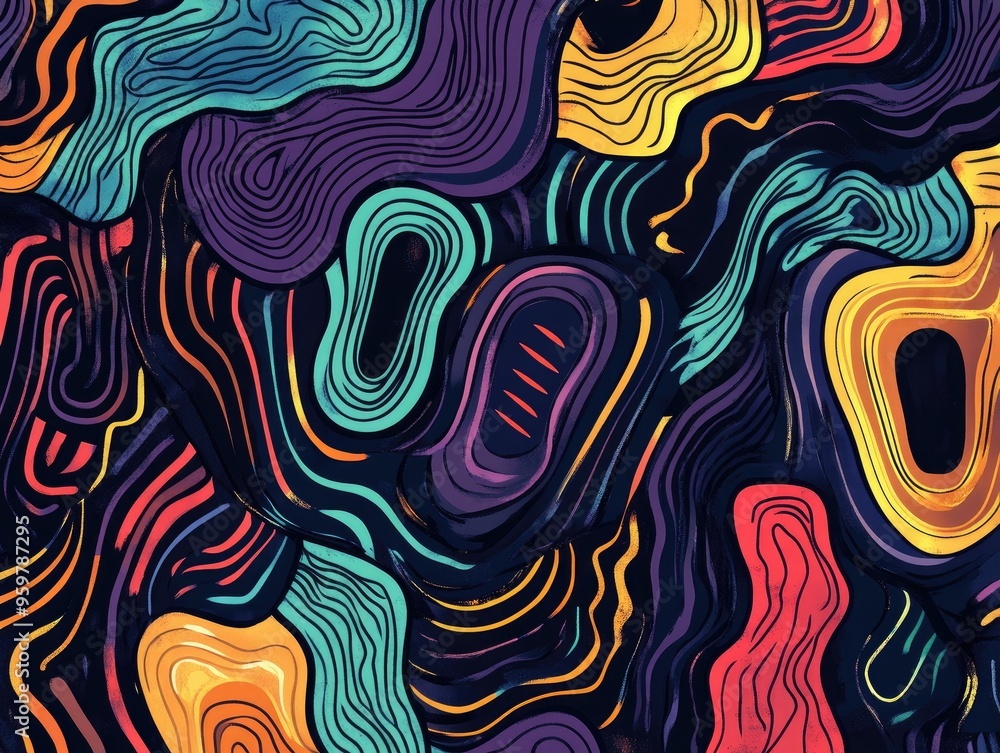 Aufkleber vibrant abstract linear pattern featuring line art modern design background with geometric elements 
